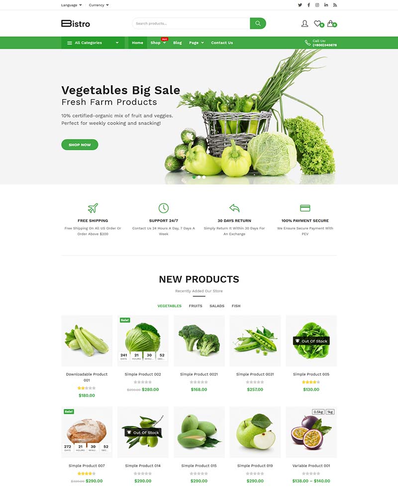Bistro - Organic & Food WooCommerce WordPress Theme
