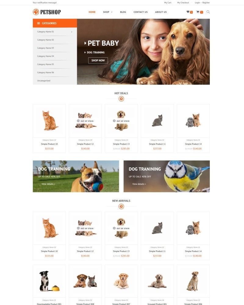 Pet Shop - Website Template for Pets and Vets Shop