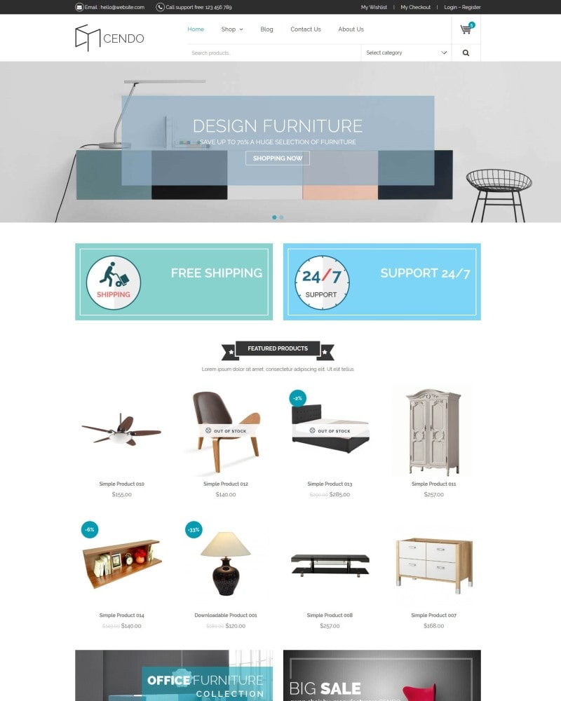 Cendo - Website Template for Furniture Stores