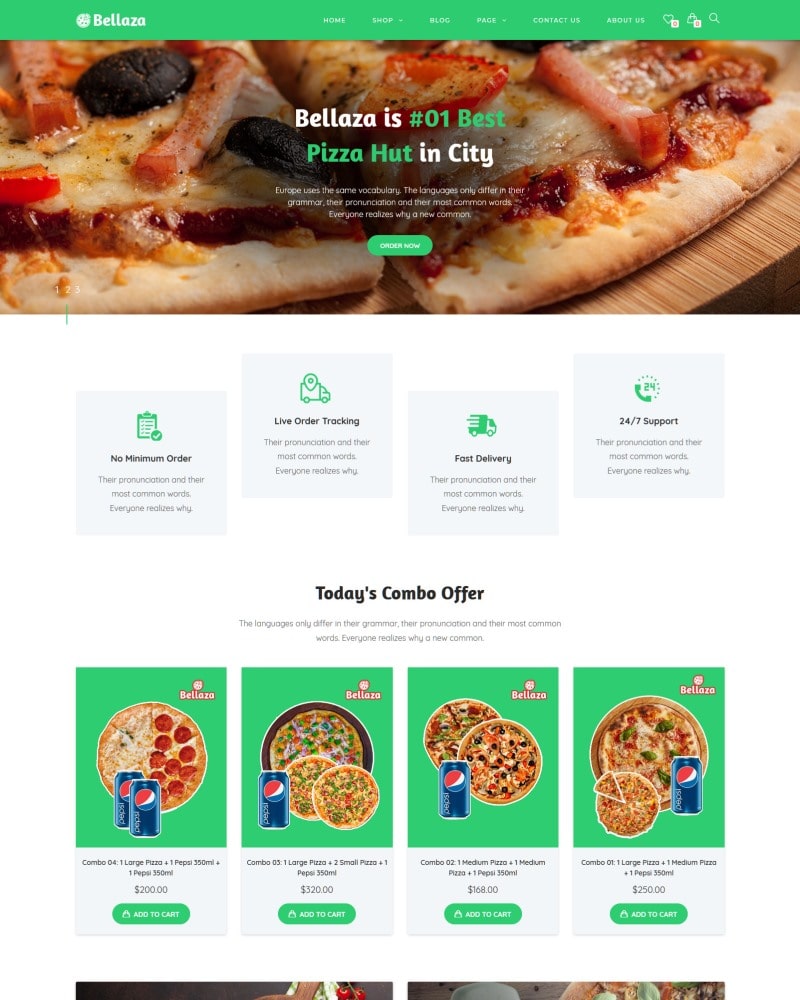 Bellaza - Pizza, Fast Food & Restaurant Website Template