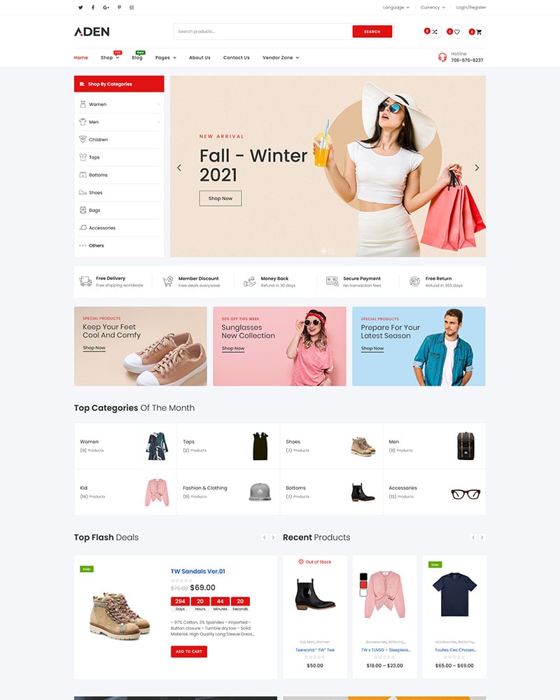 Aden - Website Template for Fashion Stores