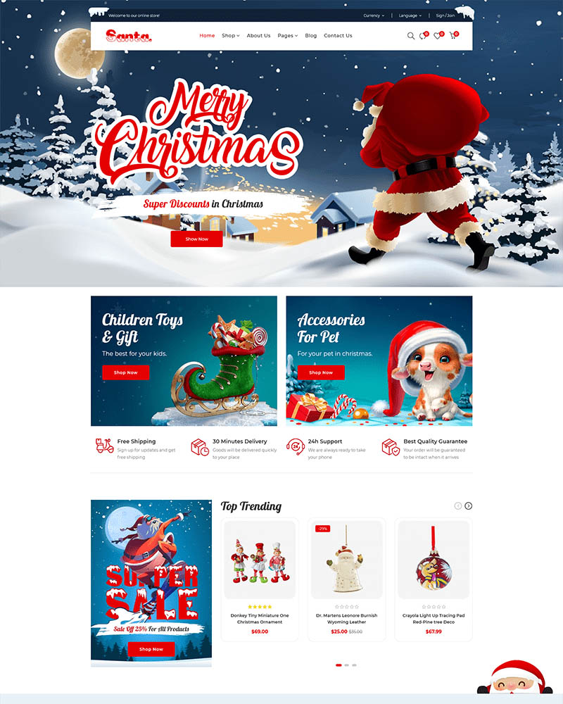 Santa - Website Template for Christmas Gifts Shop