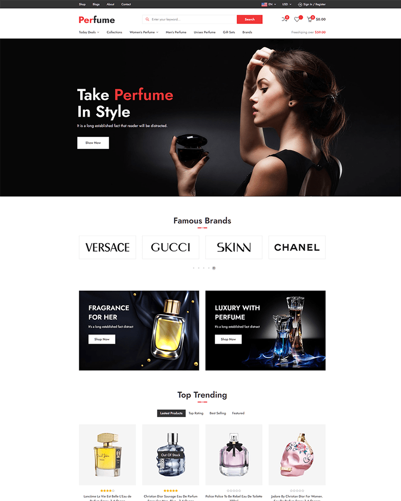 Perfume - Website Template for Cosmetics & Perfumes Store